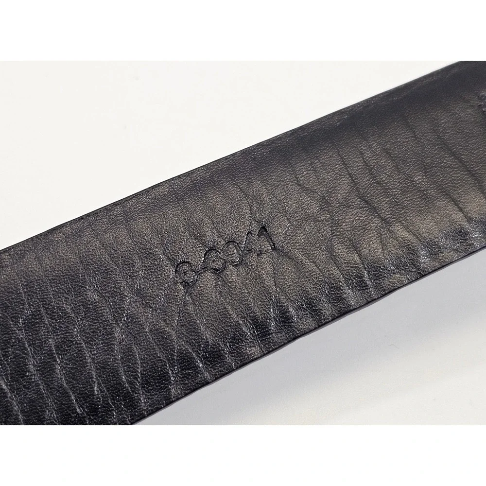 Bill Lavin Soft Collection Belt Mens 42 Black Embossed Leather Solid Brass Italy